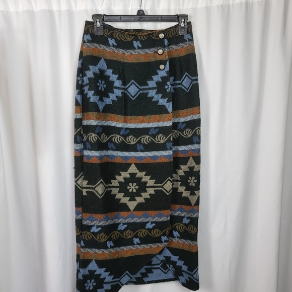 4/$18 Vintage Southwestern Print Wrap Skirt - Picture 2 of 9